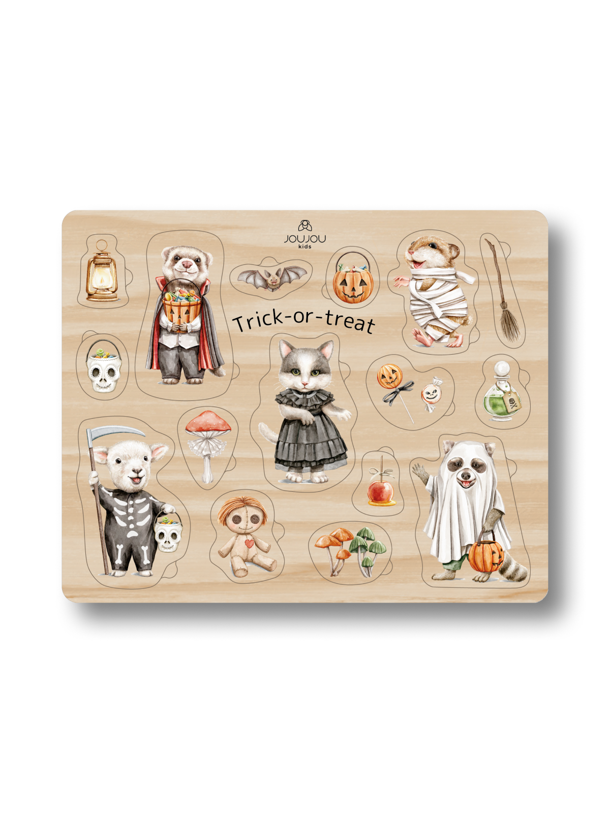 картинка Деревянный пазл "Хэллоуин: Бал монстриков" от магазина JOUJOU