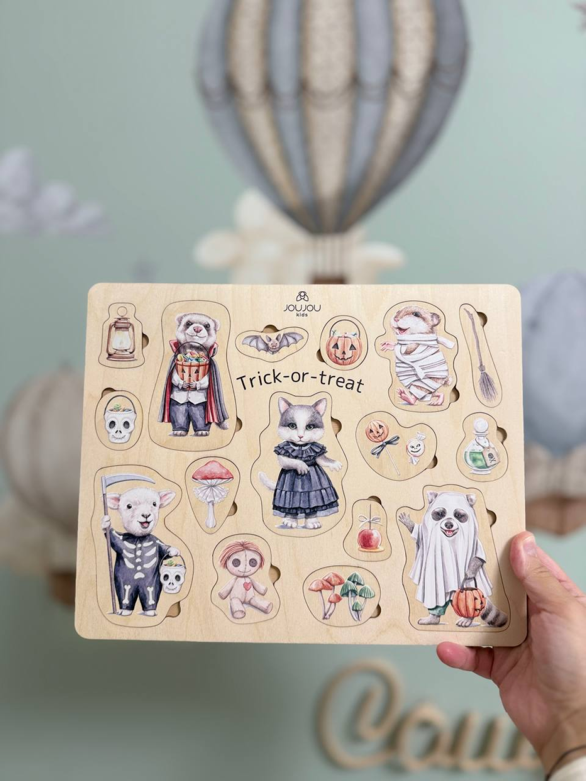 картинка Деревянный пазл "Хэллоуин: Бал монстриков" от магазина JOUJOU