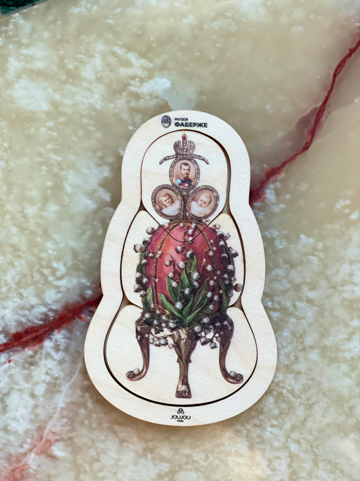 картинка Набор из 3 многоуровневых пазлов "Ландыши, Коронационное, Бутон розы" - коллаборация Музей Фаберже от магазина JOUJOU